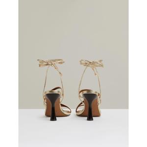REISS Rebecca Leather Metallic Strappy Heeled Sandals